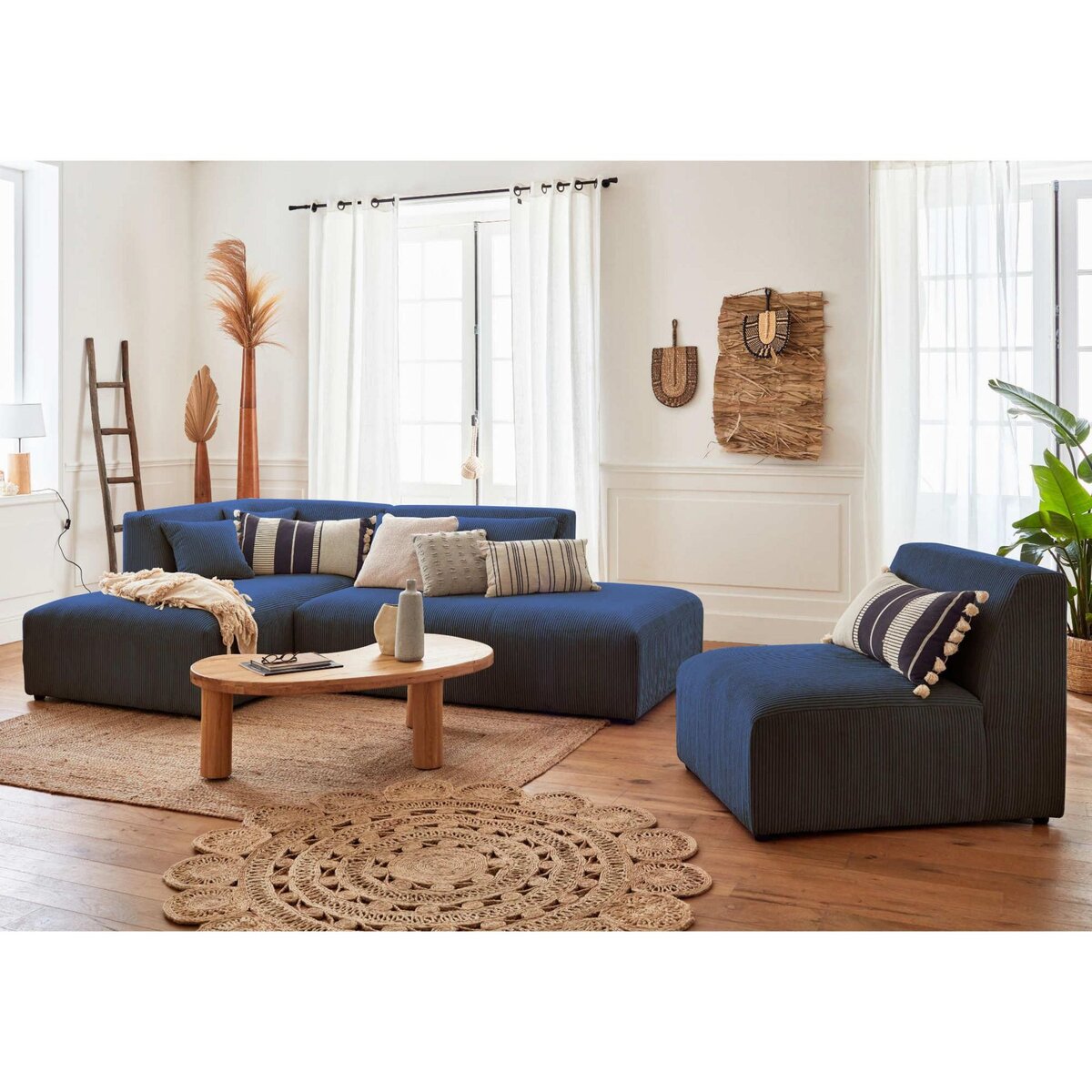 LISA DESIGN Victoire - canapé modulable d'angle gauche - 5 places - en velours côtelé