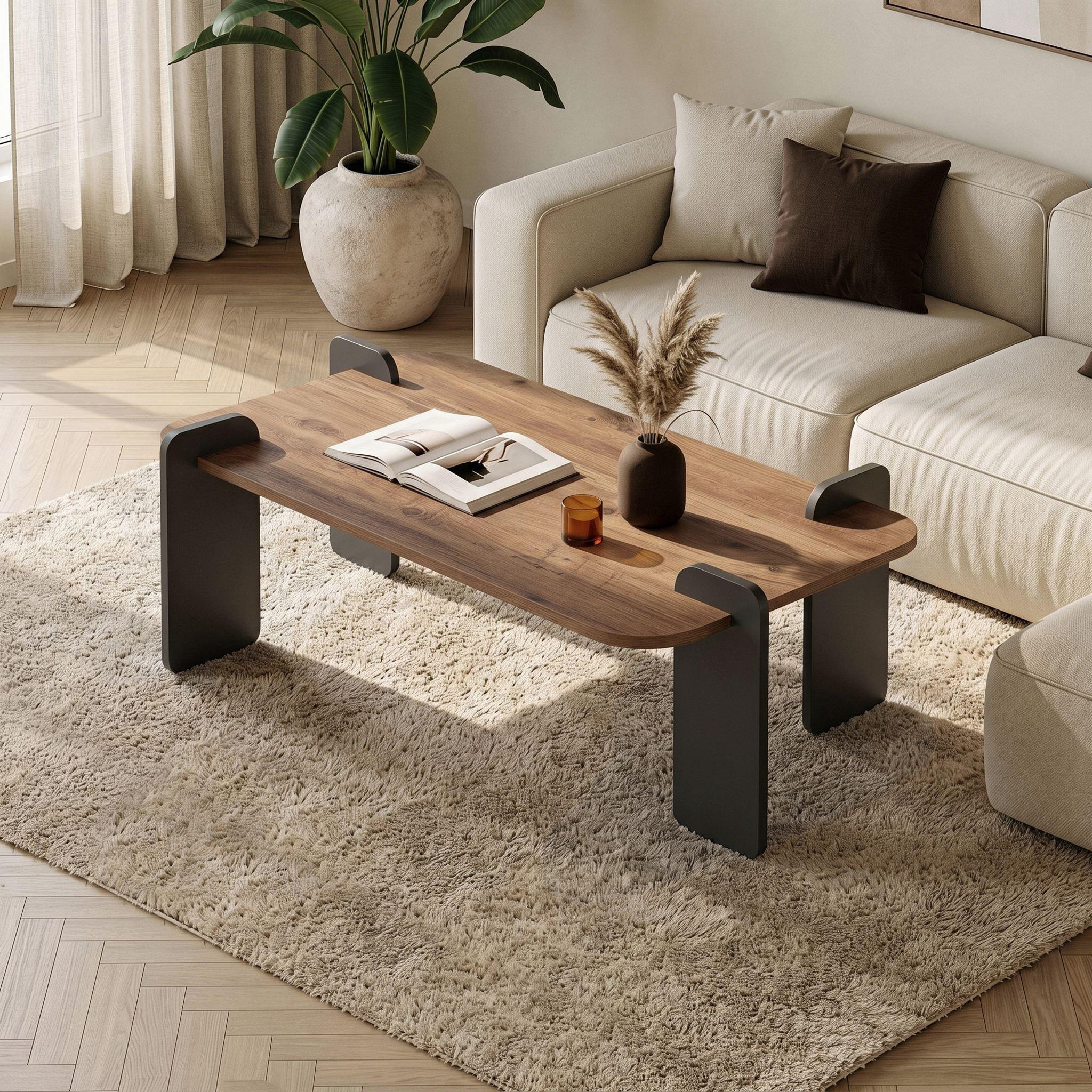 Voir la diapositive 2 : Habitat et Jardin Table basse en bois  renard  - 120 x 60 x 35 cm - marron clair