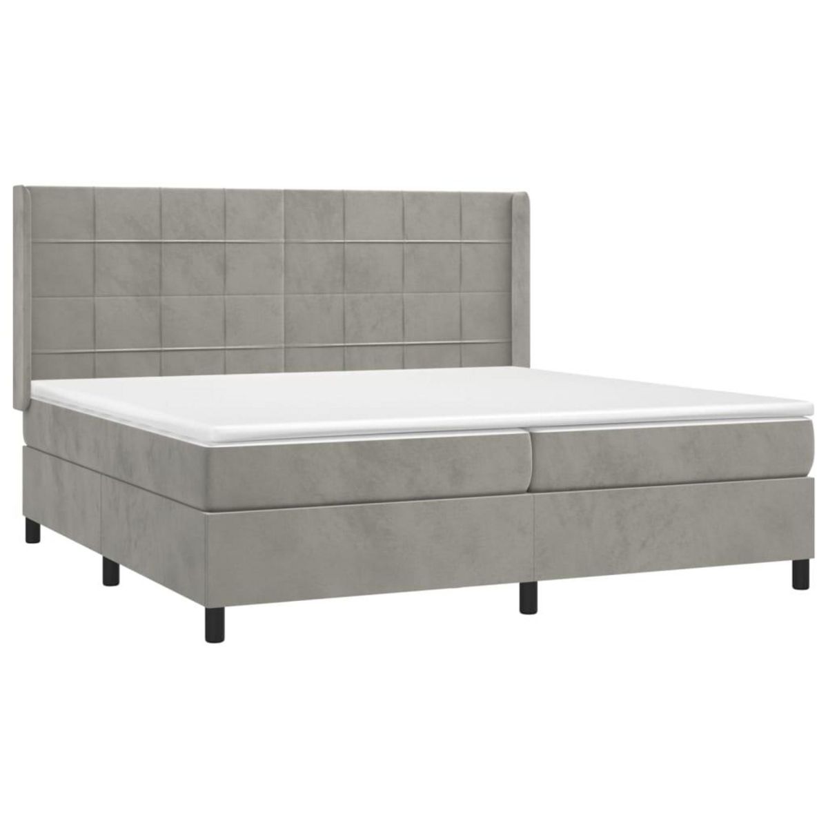 VIDAXL Sommier a lattes de lit et matelas Gris clair 200x200cm Velours