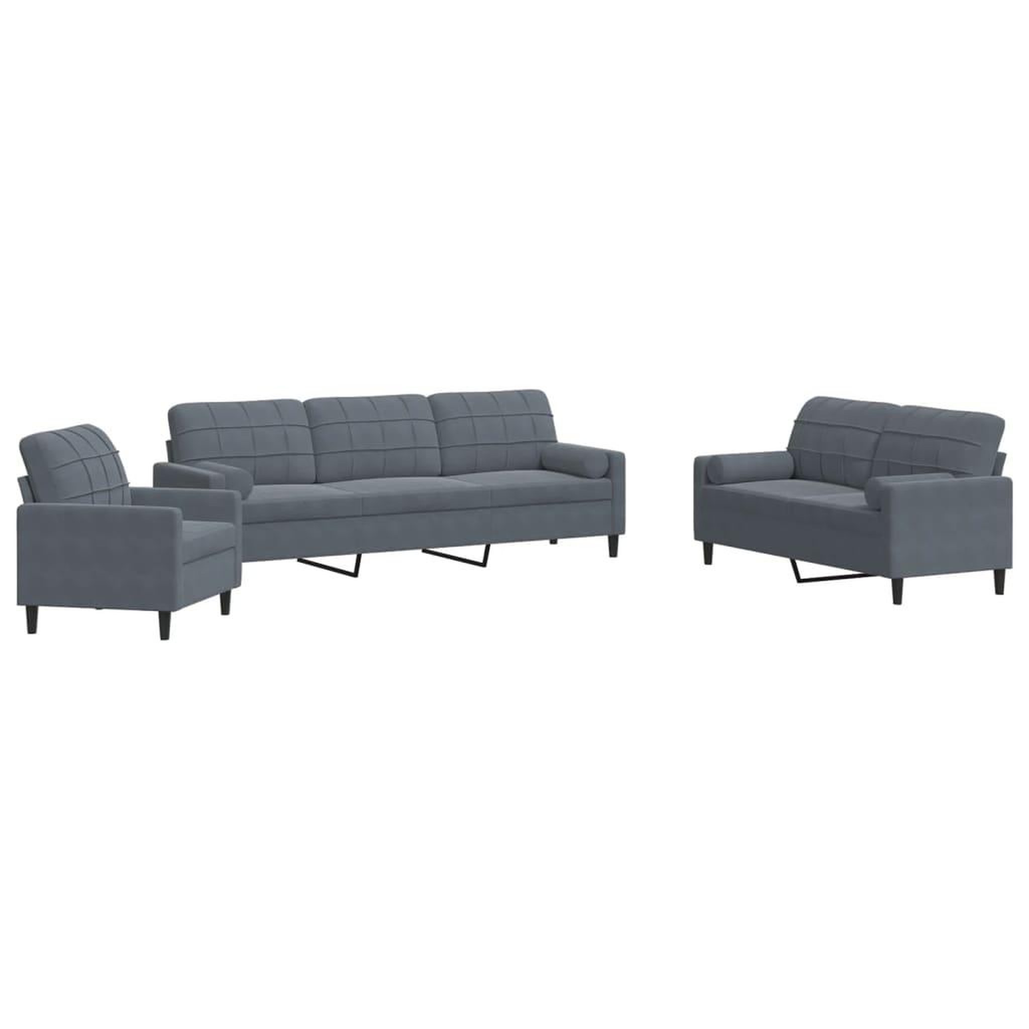 Voir la diapositive 2 : VIDAXL Ensemble de canapes 3 pcs avec coussins et traversins velours