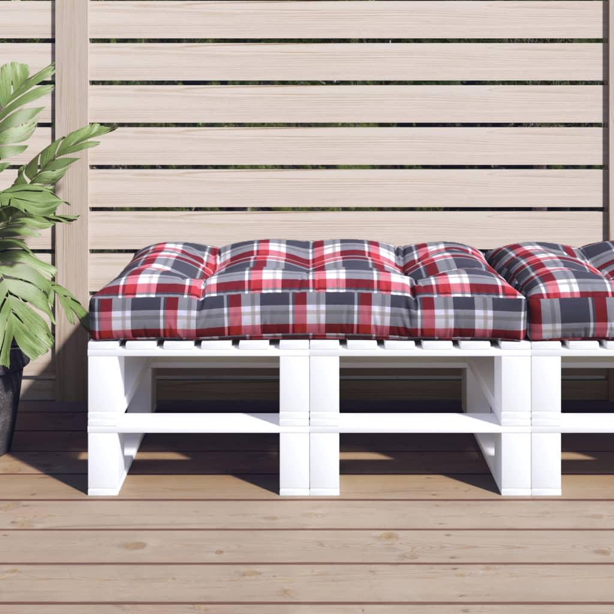 Voir la diapositive 1 : VIDAXL Coussin de palette motif a carreaux rouge 120x80x12 cm tissu