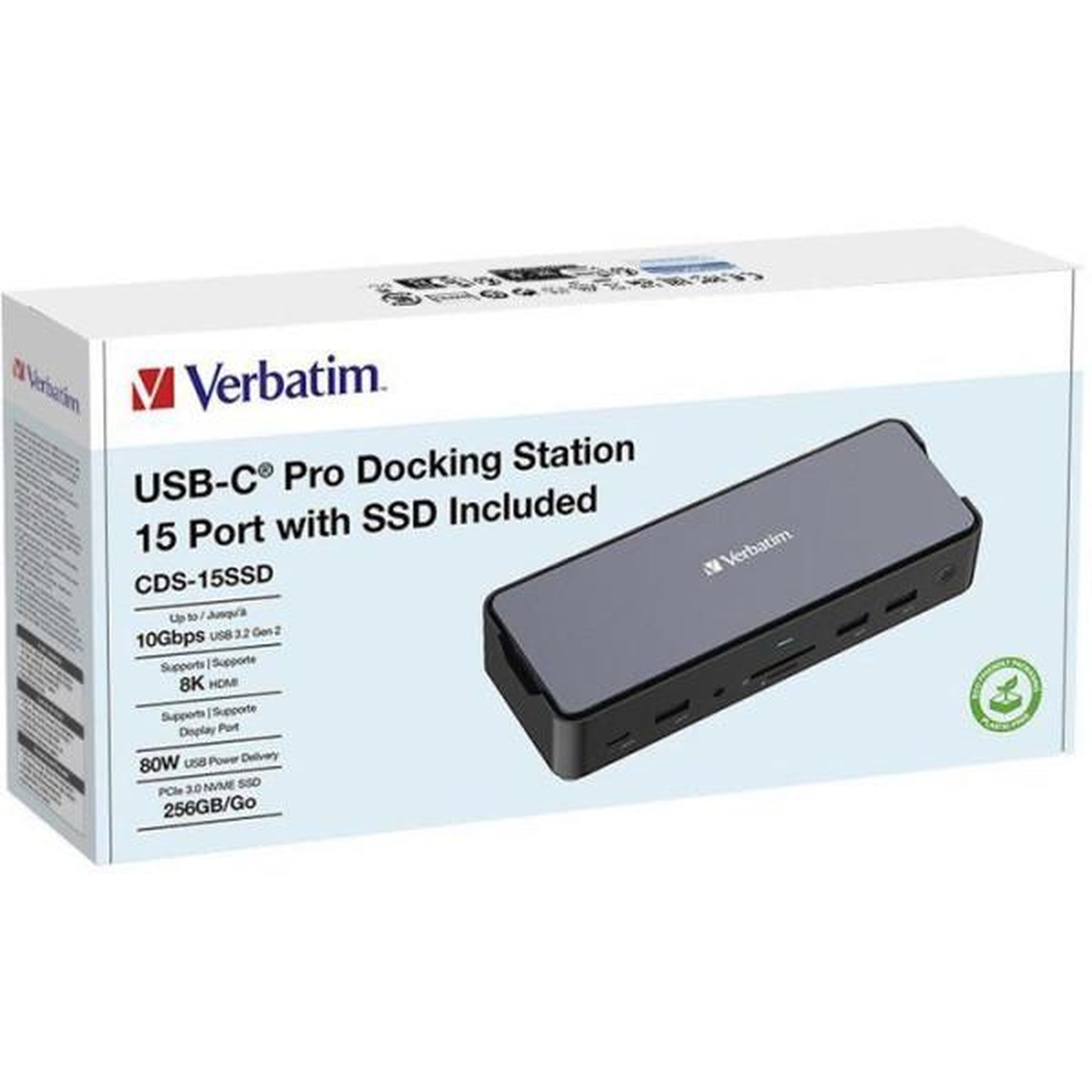 Voir la diapositive 5 : Verbatim Station d'accueil portable USB-C 3.2 - VERBATIM - Pro CDS-15SSD - Avec SSD 256 Go inclus - Gris