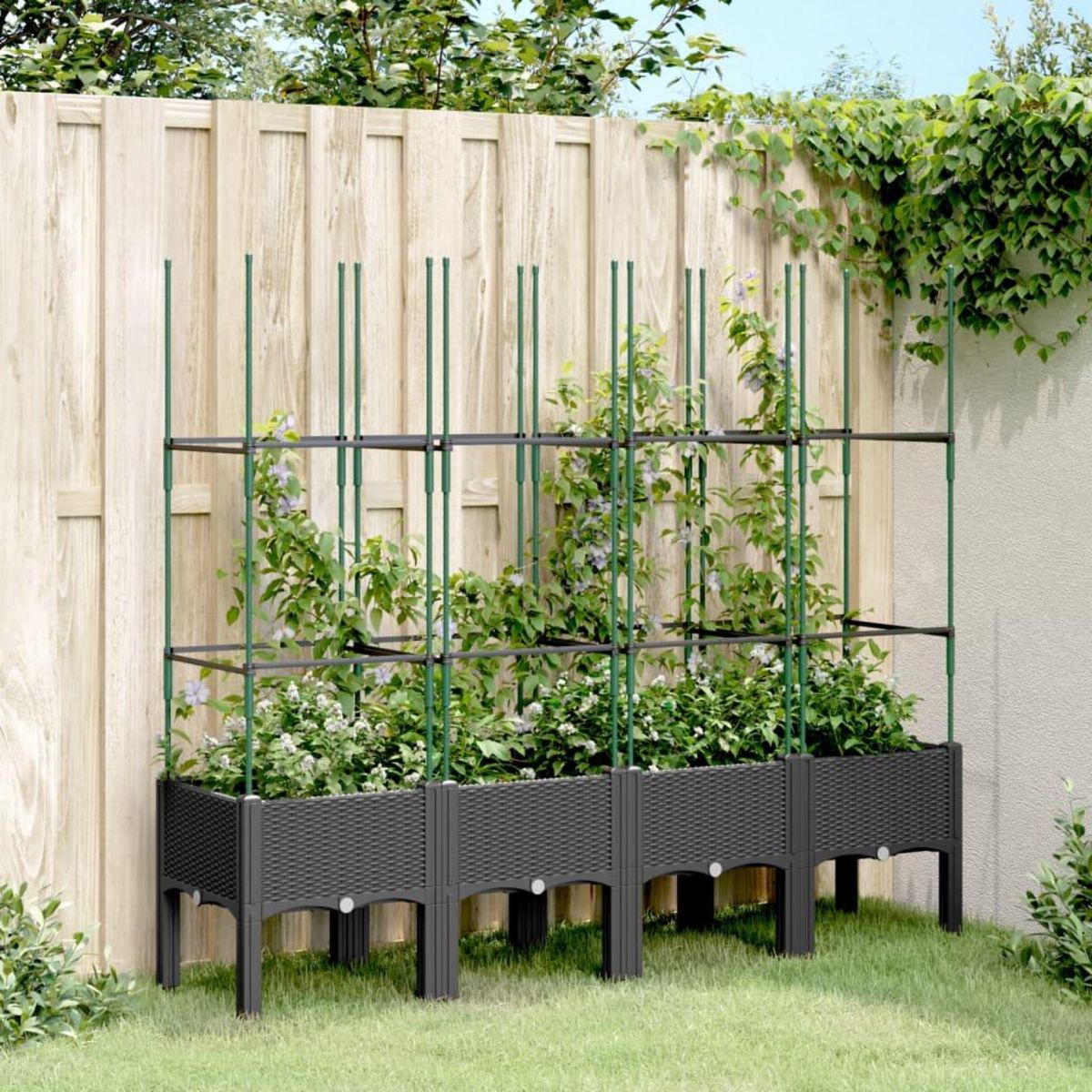 VIDAXL Jardiniere avec treillis noir 160x40x142,5 cm PP