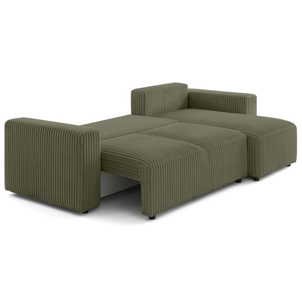 LISA DESIGN Livy - canapé d'angle réversible 4 places convertible avec coffre en velours côtelé grosses côtes