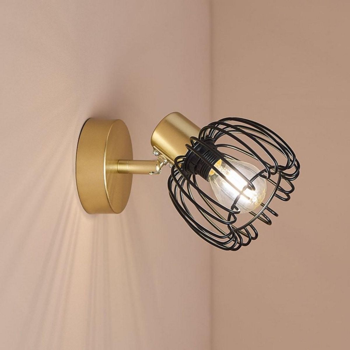 OSTARIA Spot patère orientable 1 abat-jour métal doré et noir