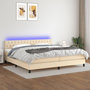 Voir la diapositive 1 : VIDAXL Sommier a lattes de lit et matelas et LED Creme 200x200cm Tissu
