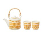 Paris Prix Théière & 2 tasses Design Lignes  Fiesta Sud  16cm Orange
