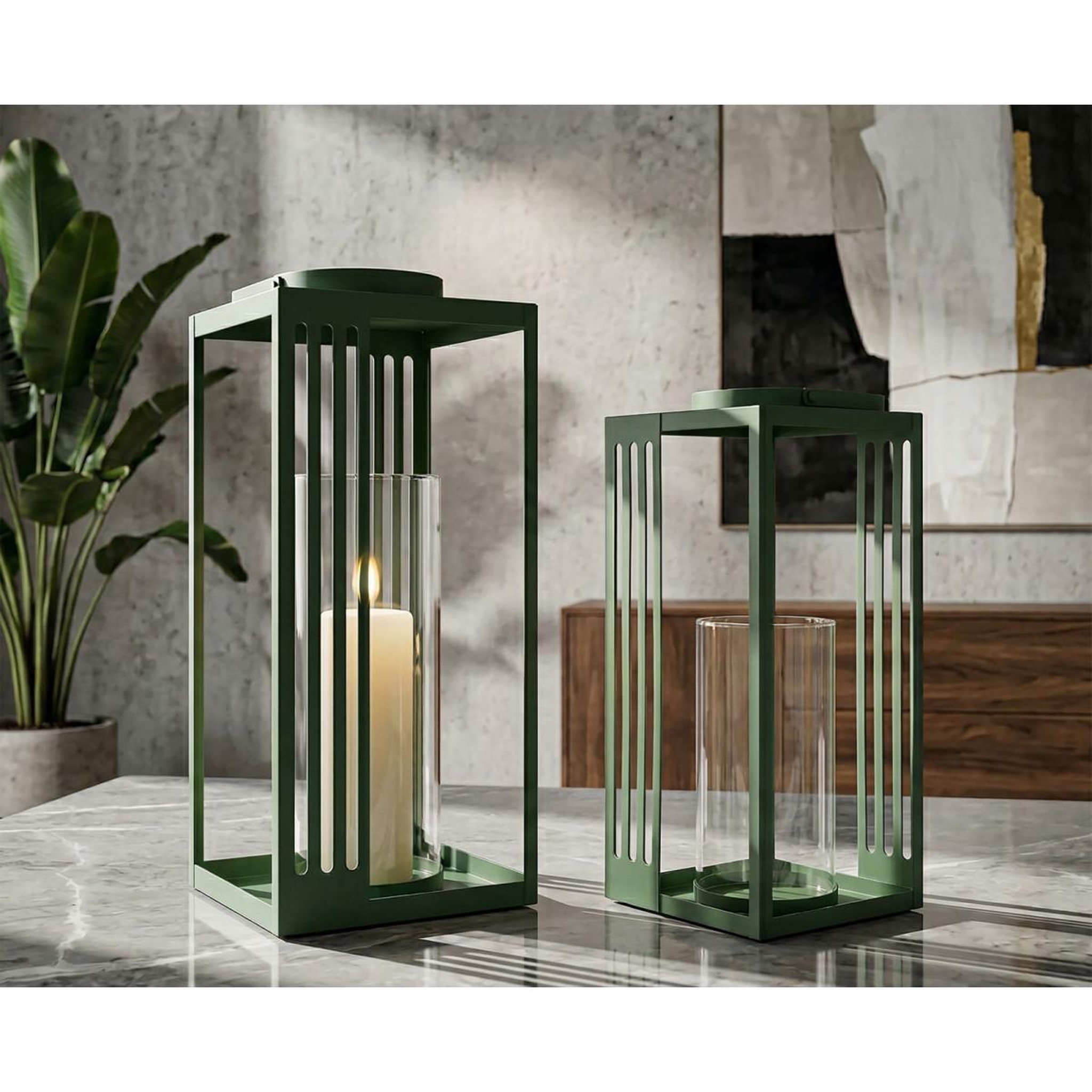 Voir la diapositive 6 : Paris Prix Lot de 2 Lanternes en Métal  Linee  43cm Vert