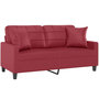 Voir la diapositive 3 : VIDAXL Canape 2 places avec oreillers bordeaux 140 cm similicuir