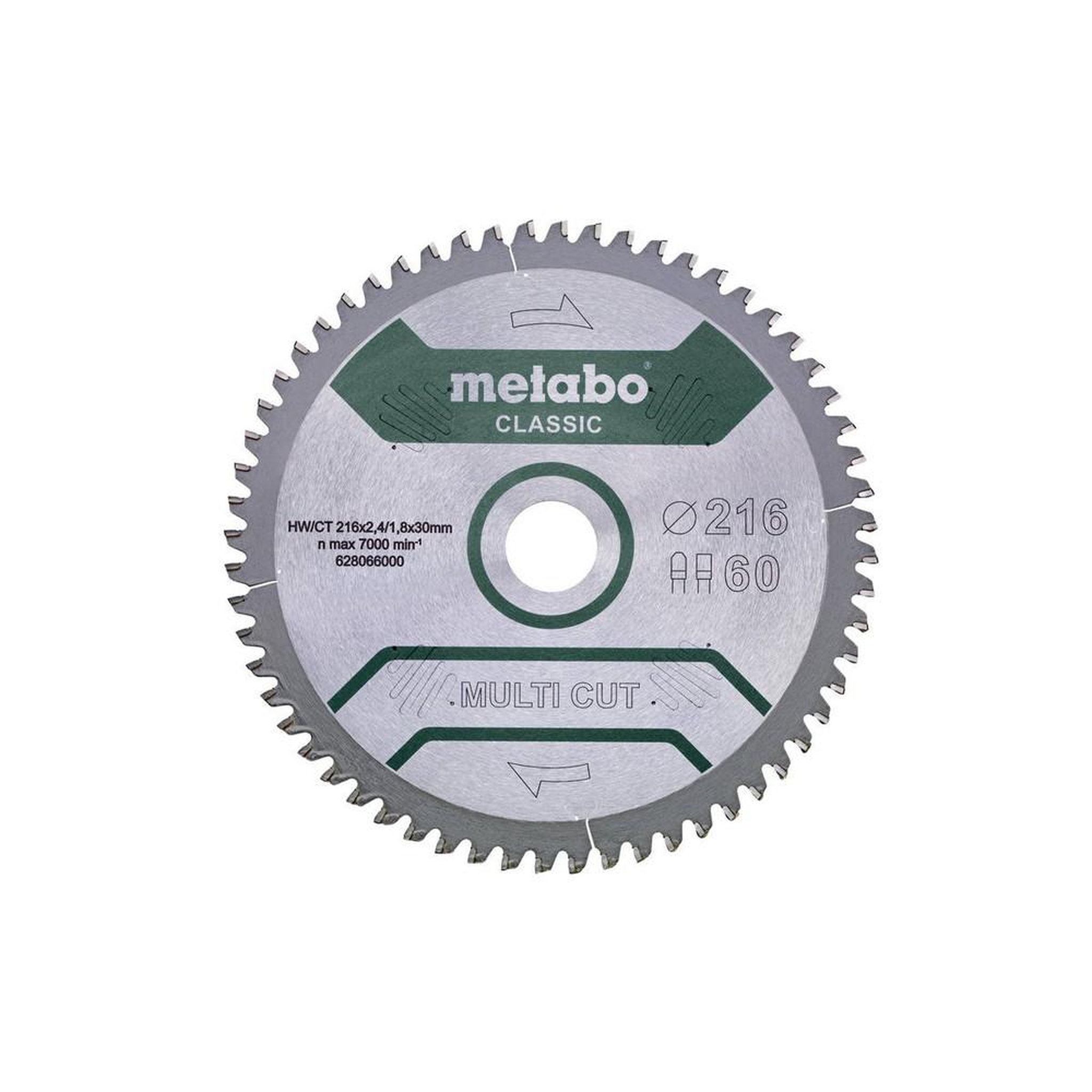 METABO SAS Lame de scie circ. Classic  MultiCut  HW/CT 216x30,60 FZ/TZ -5°
