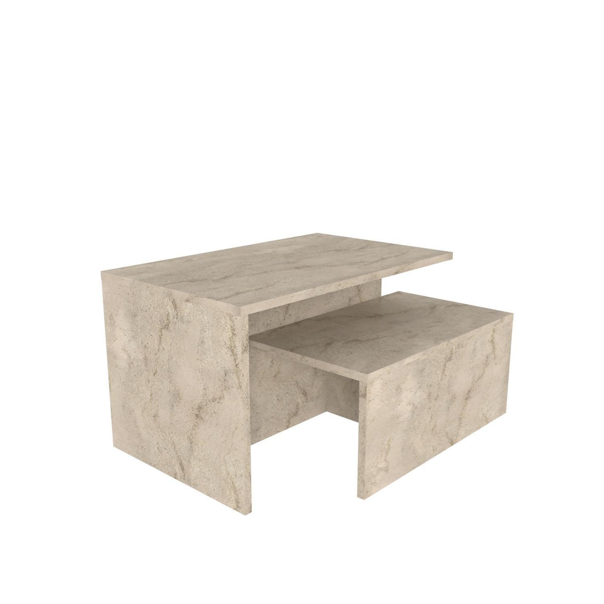 Habitat et Jardin Table gigogne (2 pièces) en bois  twins  72 x 45 x 42 cm - travertin
