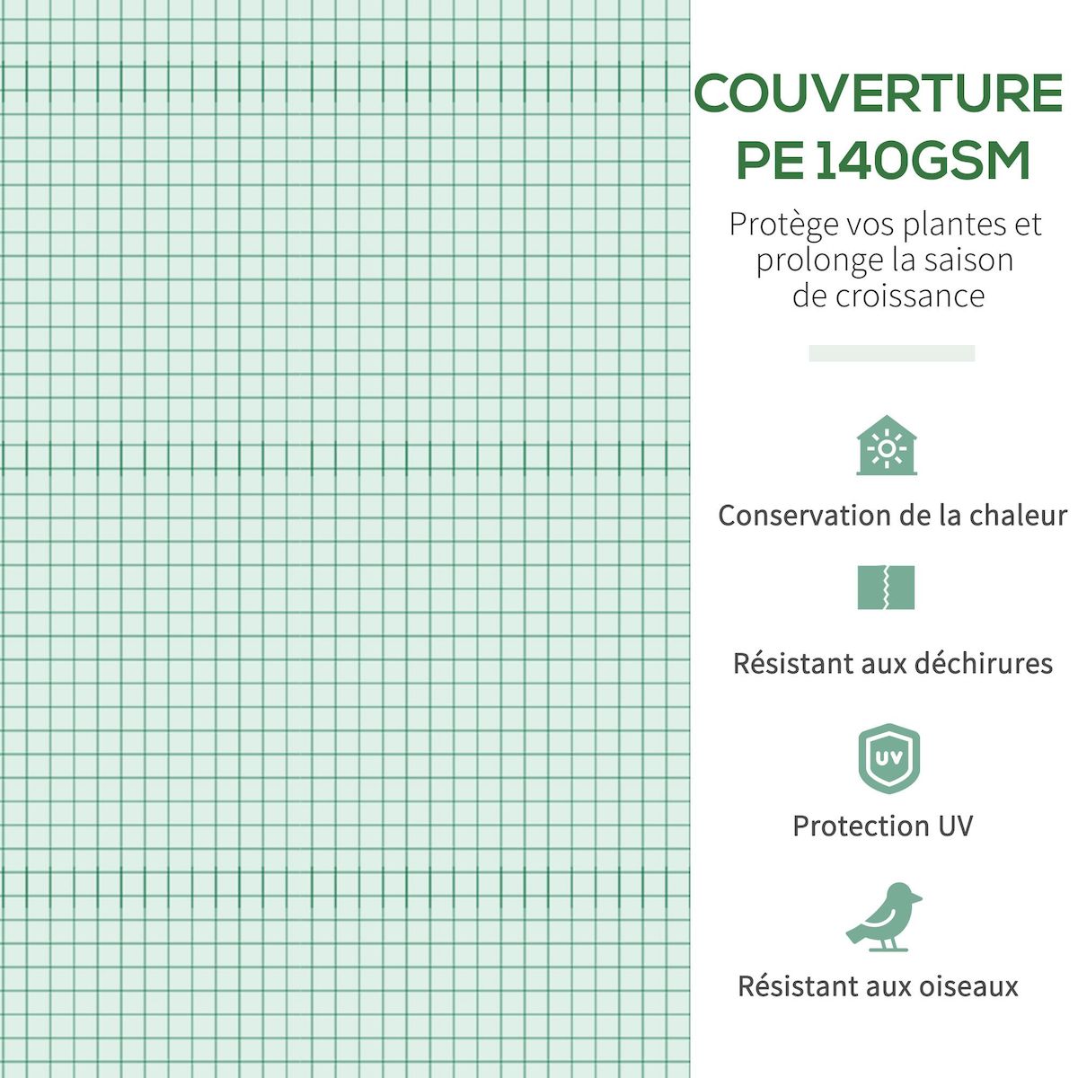 OUTSUNNY Serre de jardin tunnel 10,4 m² - 6 fenêtres et porte zippée avec moustiquaires - acier galvanisé PE vert