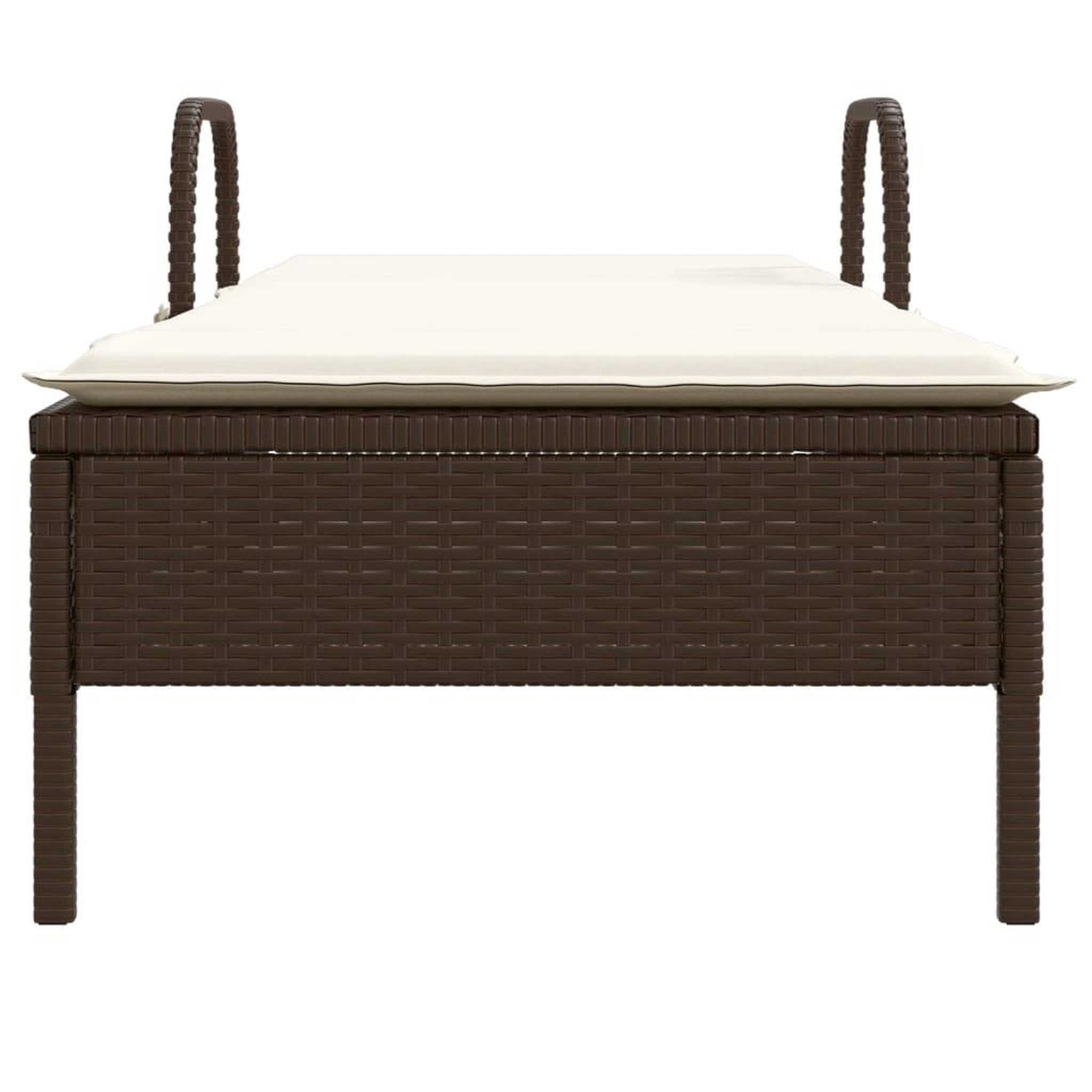 Voir la diapositive 4 : VIDAXL Chaise longue avec roues et coussin marron resine tressee