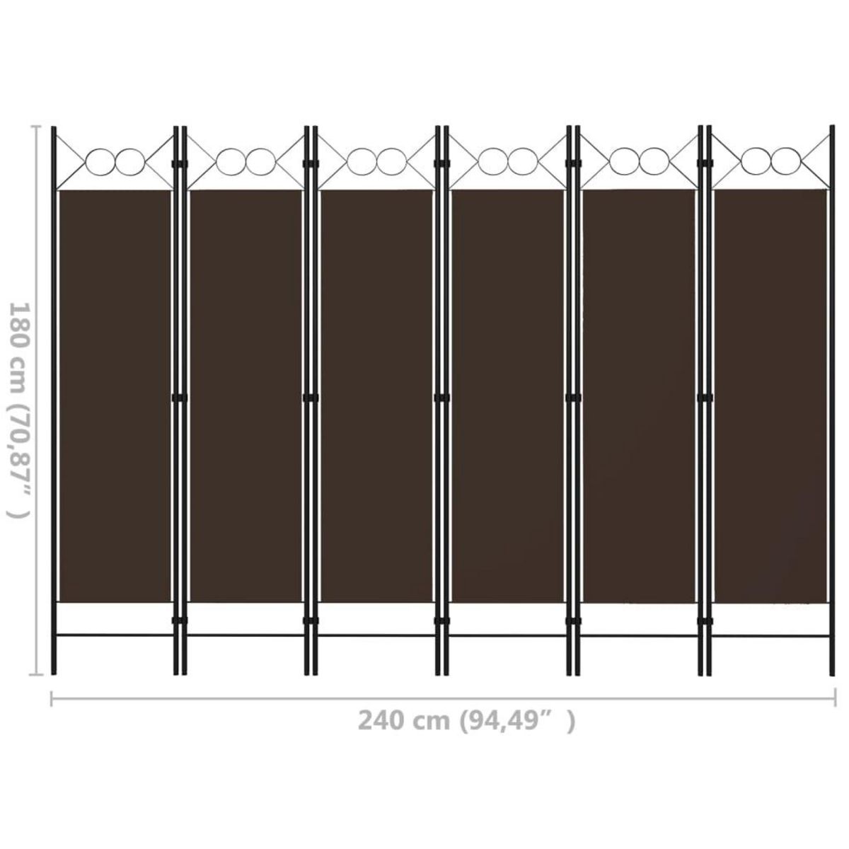 VIDAXL Cloison de separation 6 panneaux Marron 240x180 cm