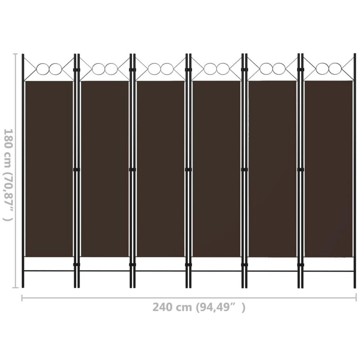VIDAXL Cloison de separation 6 panneaux Marron 240x180 cm