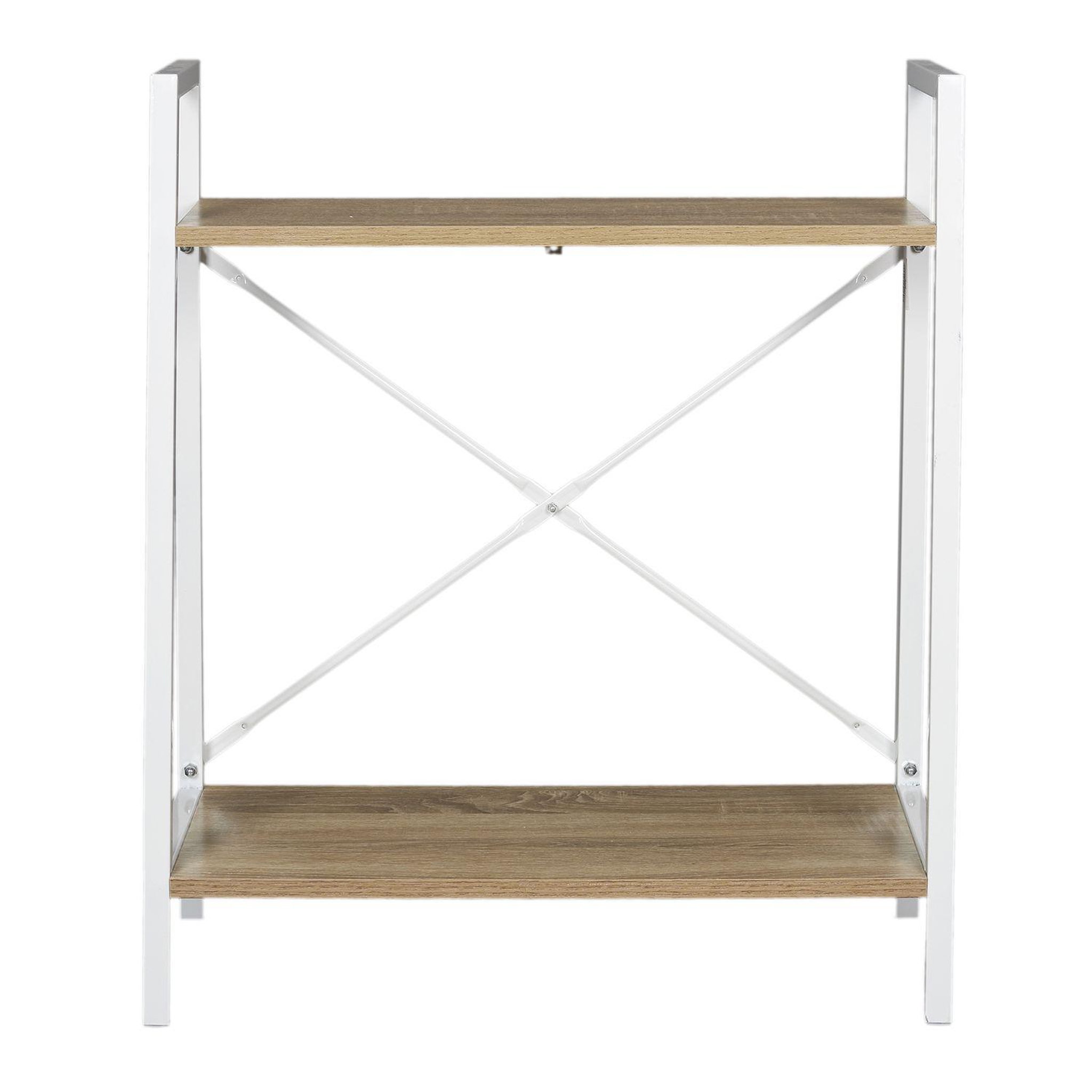 Voir la diapositive 2 : The Home Deco Factory Etagère à 2 planches en bois et métal - L. 60 x H. 70 cm. - Blanc