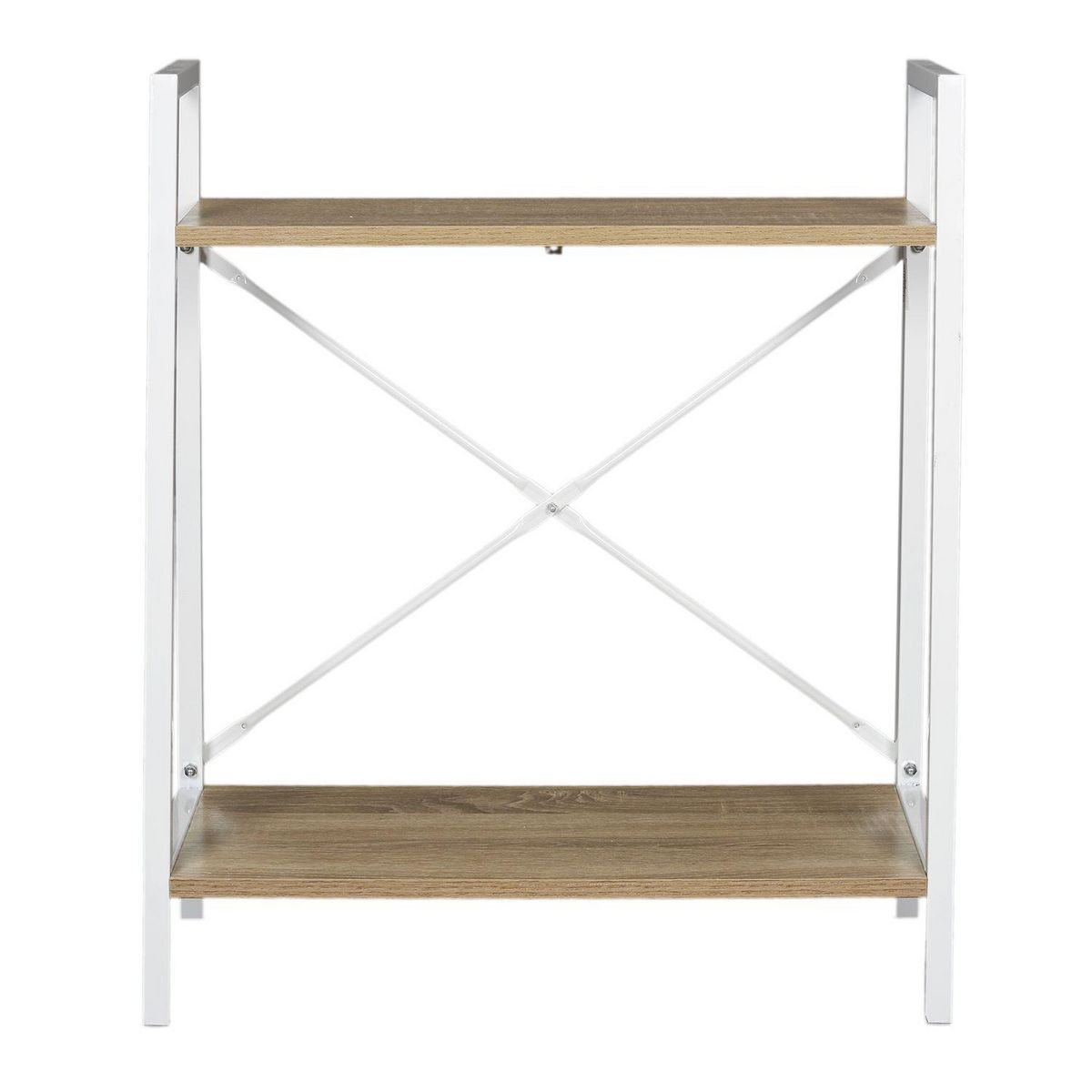 The Home Deco Factory Etagère à 2 planches en bois et métal - L. 60 x H. 70 cm. - Blanc