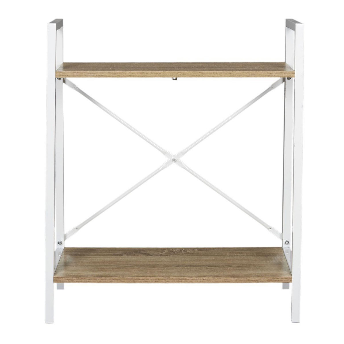 The Home Deco Factory Etagère à 2 planches en bois et métal - L. 60 x H. 70 cm. - Blanc