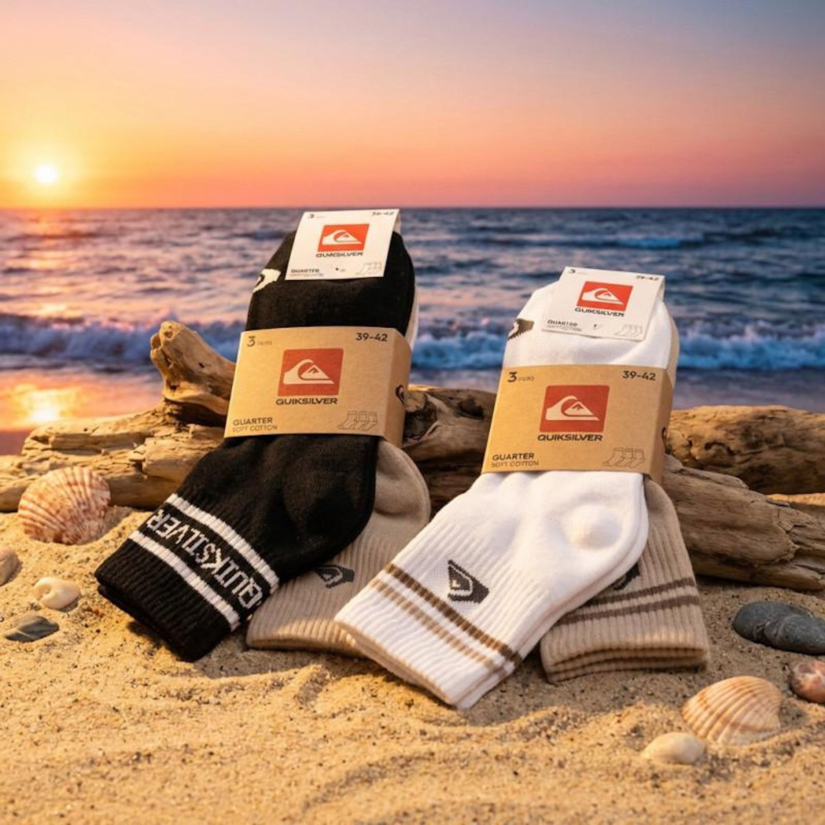 QUIKSILVER Quiksilver Pack de Chaussettes Homme QUARTER– Lot 6 Paires Sport