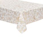 ATMOSPHERA Nappe Antitache  Feuilles  140x360cm Blanc & Or