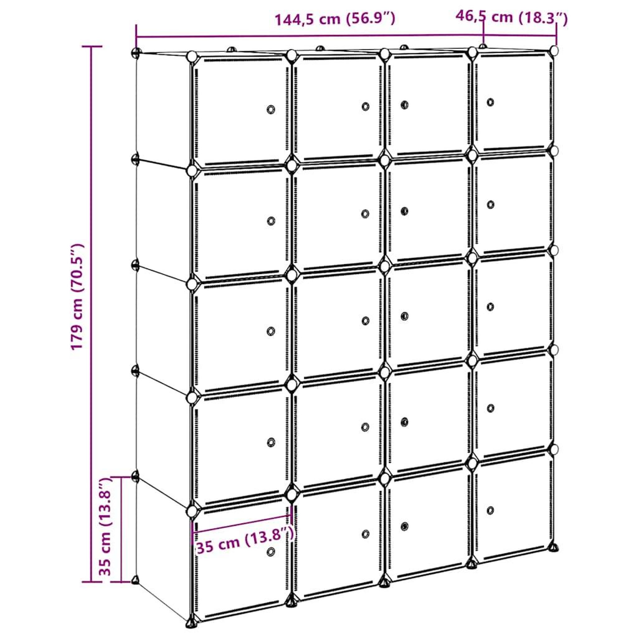 Voir la diapositive 6 : VIDAXL Cubes de rangement 20 pcs avec tiges de suspension PP