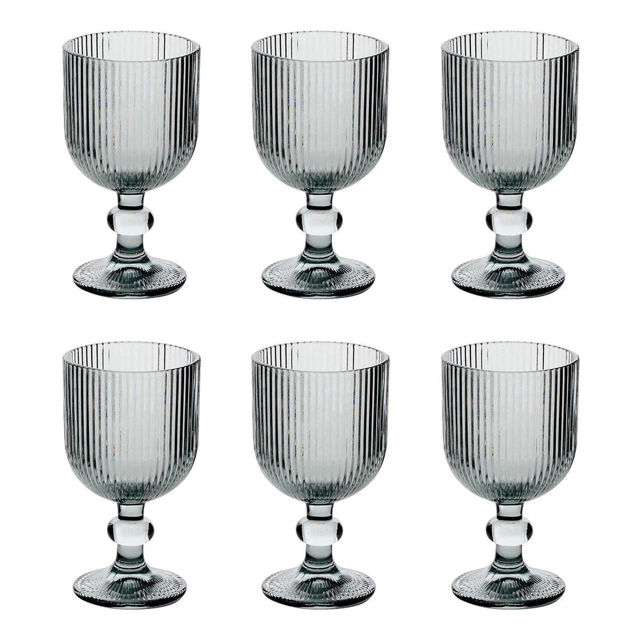 SECRET DE GOURMET Lot de 6 verres à vin strie  ema  25cl gris