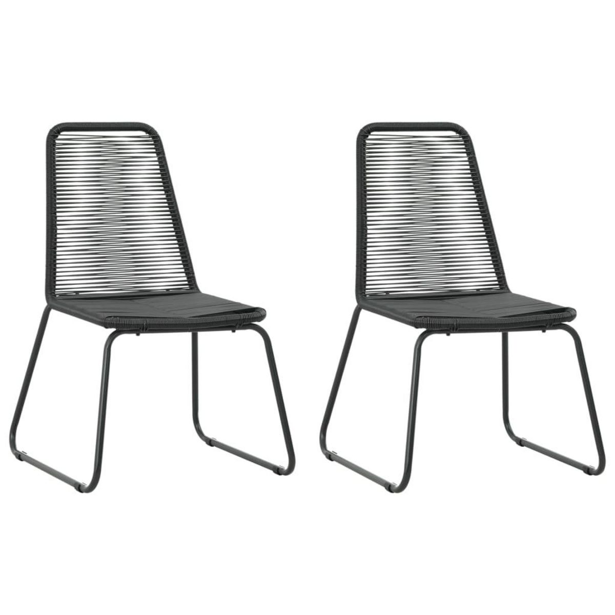 VIDAXL Ensemble a manger de jardin 3 pcs PVC resine tressee noir