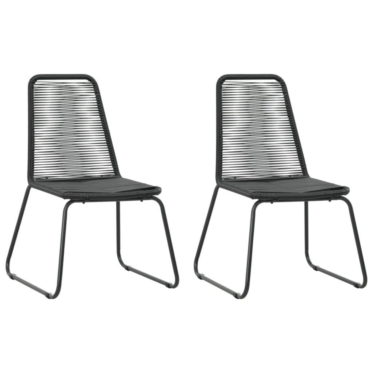 VIDAXL Ensemble a manger de jardin 3 pcs PVC resine tressee noir