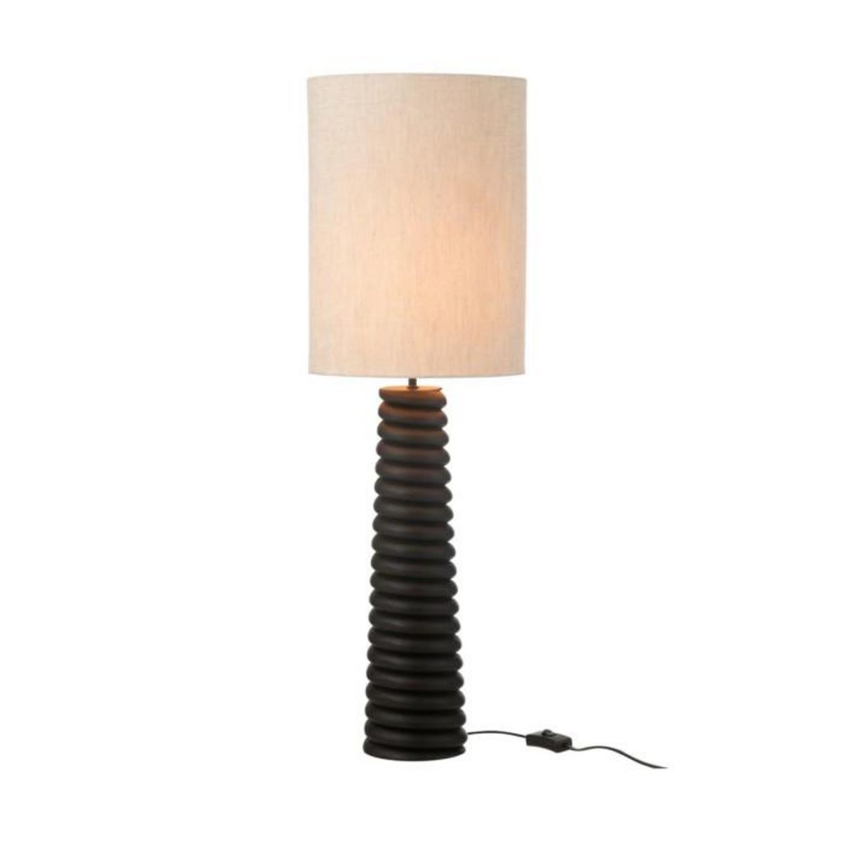 Paris Prix Lampe à Poser Filetage en Bois  Ailanthus  85cm Noir