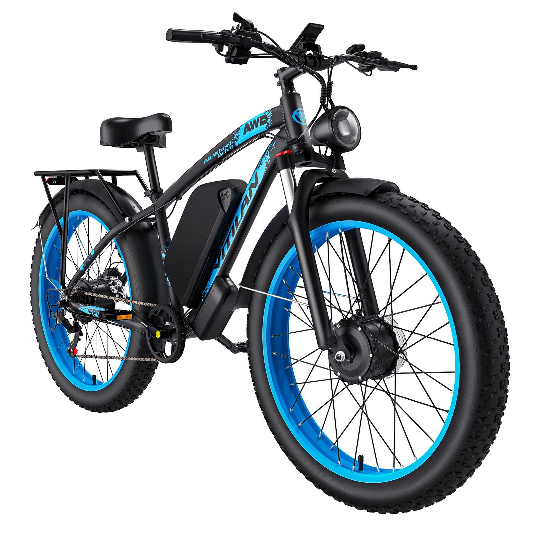 Voir la diapositive 2 : VITILAN Vélo électrique Vitilan H5, double moteur, batterie amovible 52 V 25 Ah, pneus larges