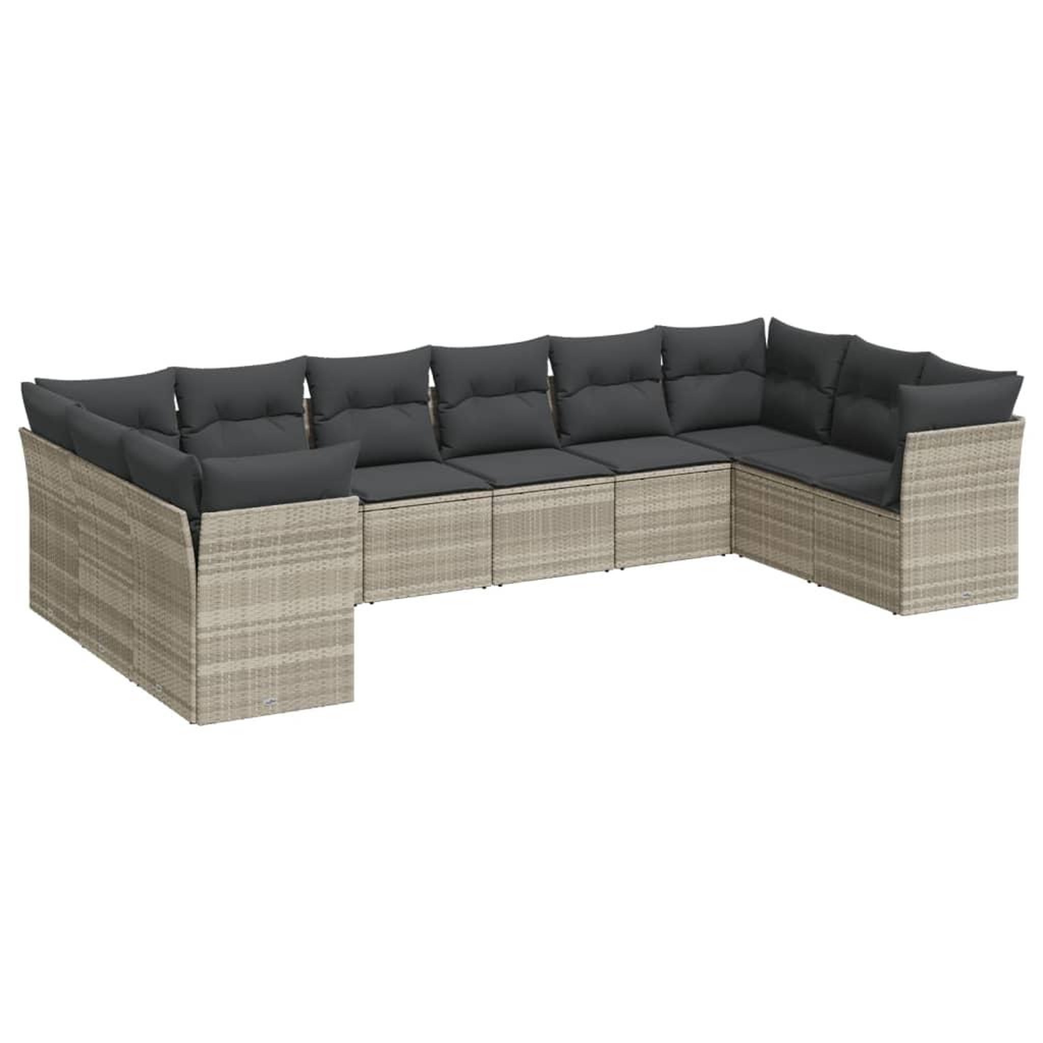 Voir la diapositive 2 : VIDAXL Salon de jardin avec coussins 10 pcs gris clair resine tressee