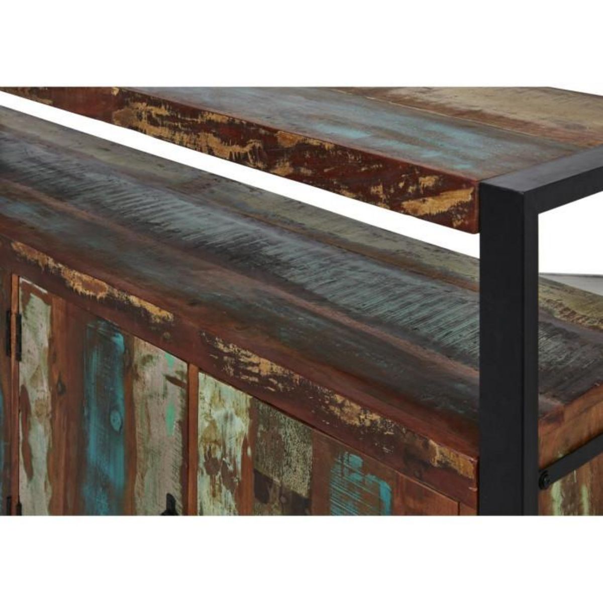 Paris Prix Bahut 4 Portes en Bois  Delhio  175cm Marron & Noir