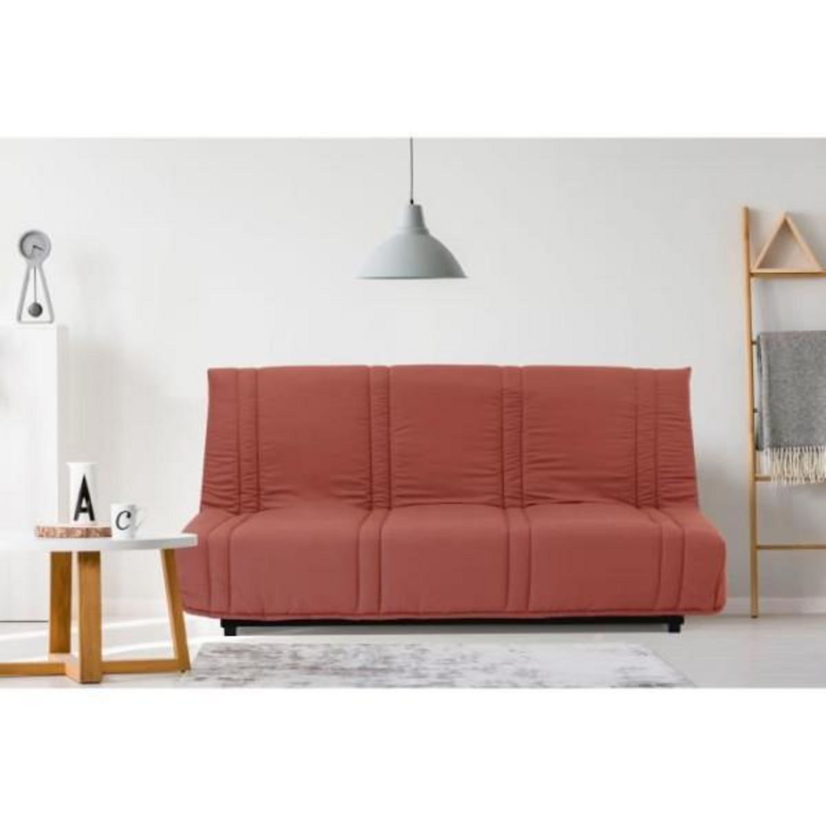 MARKET24 Banquette clic clac 3 places - Terracotta - 100% coton - L 193 x P 92 cm - LENA