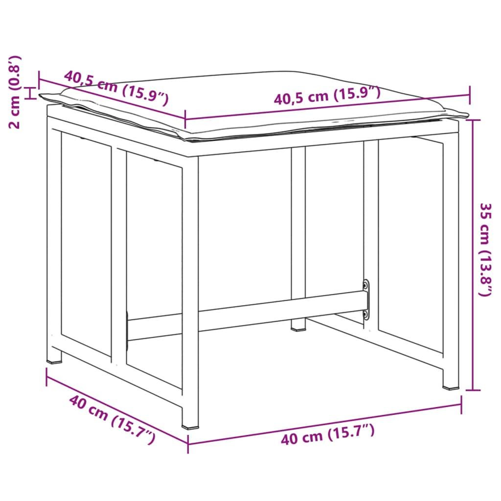 Voir la diapositive 6 : VIDAXL Tabourets de jardin avec coussins 4pcs blanc acier et textilene