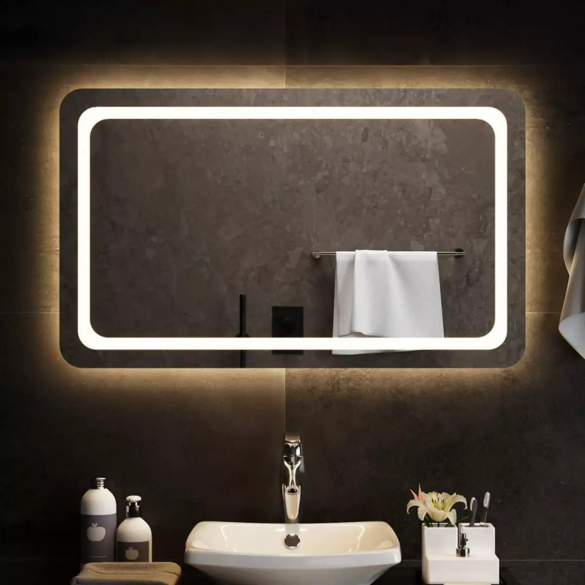 VIDAXL Miroir de salle de bain a LED 100x60 cm
