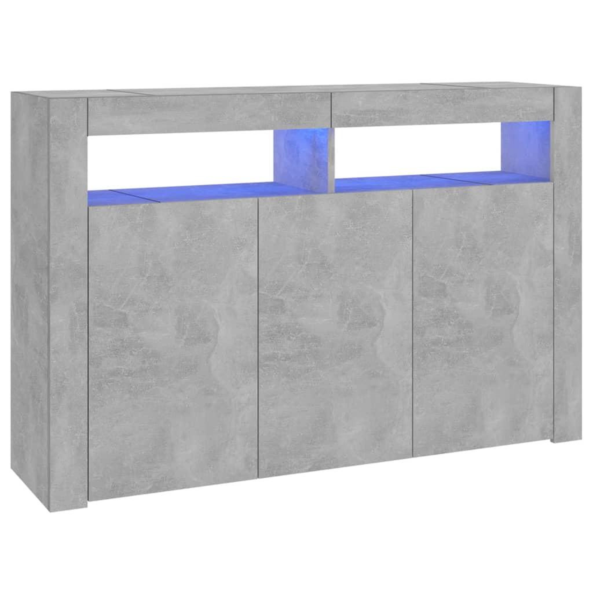 Voir la diapositive 2 : VIDAXL Buffet avec lumieres LED gris beton 115,5x30x75 cm