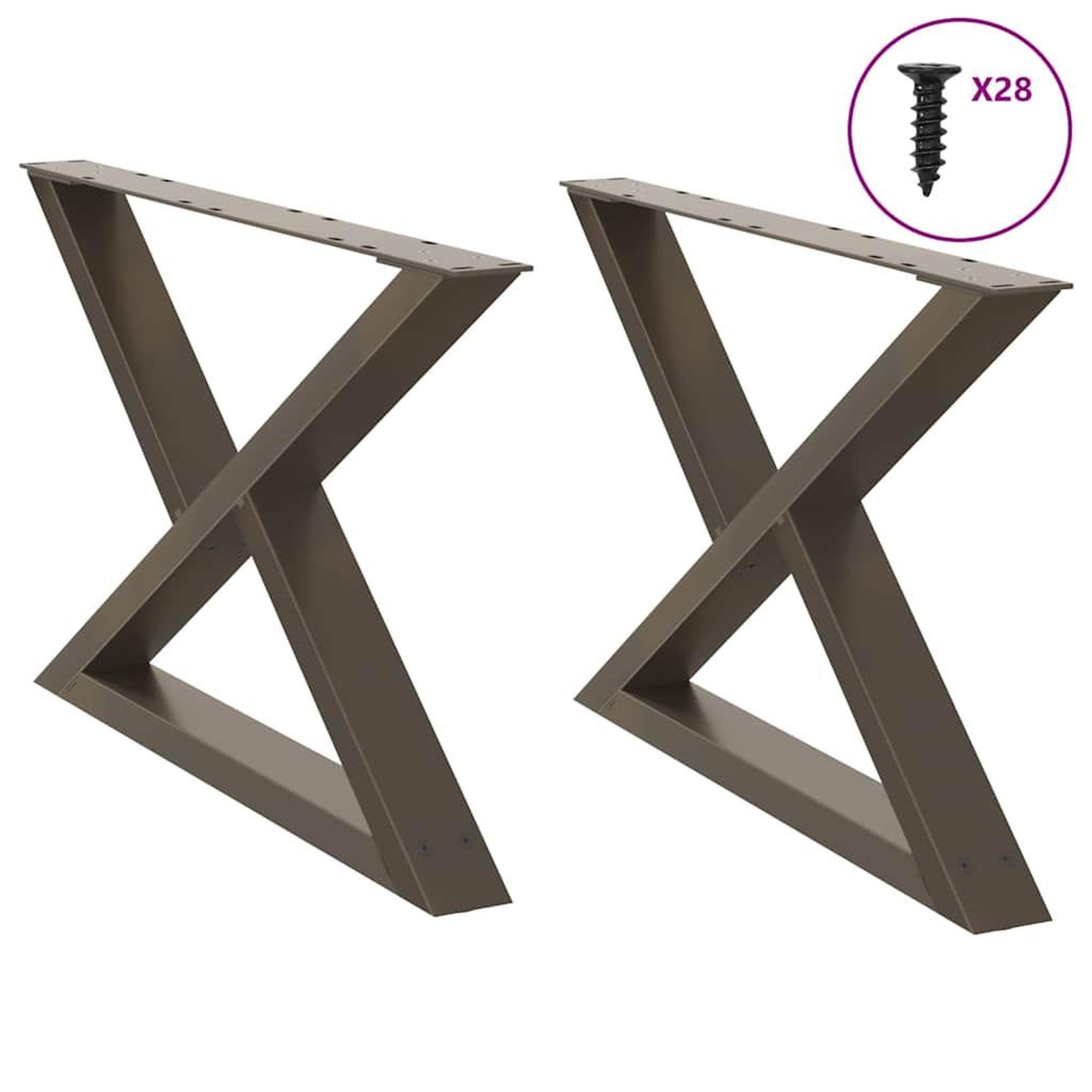 VIDAXL Pieds de table basse 2pcs acier naturel 70x(42-43,3)cm