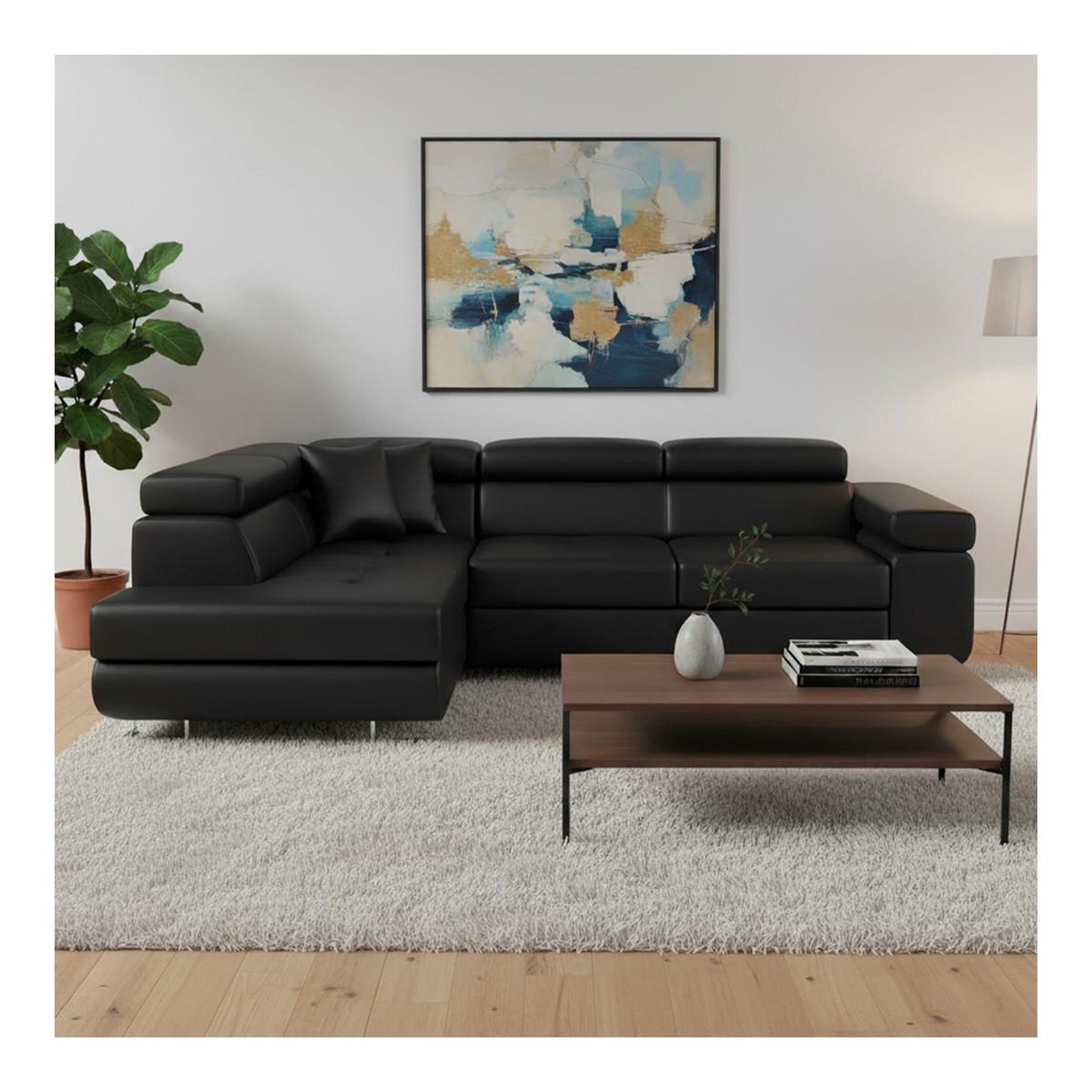 Voir la diapositive 3 : Paris Prix Canapé convertible d'angle gauche  toms  275cm noir