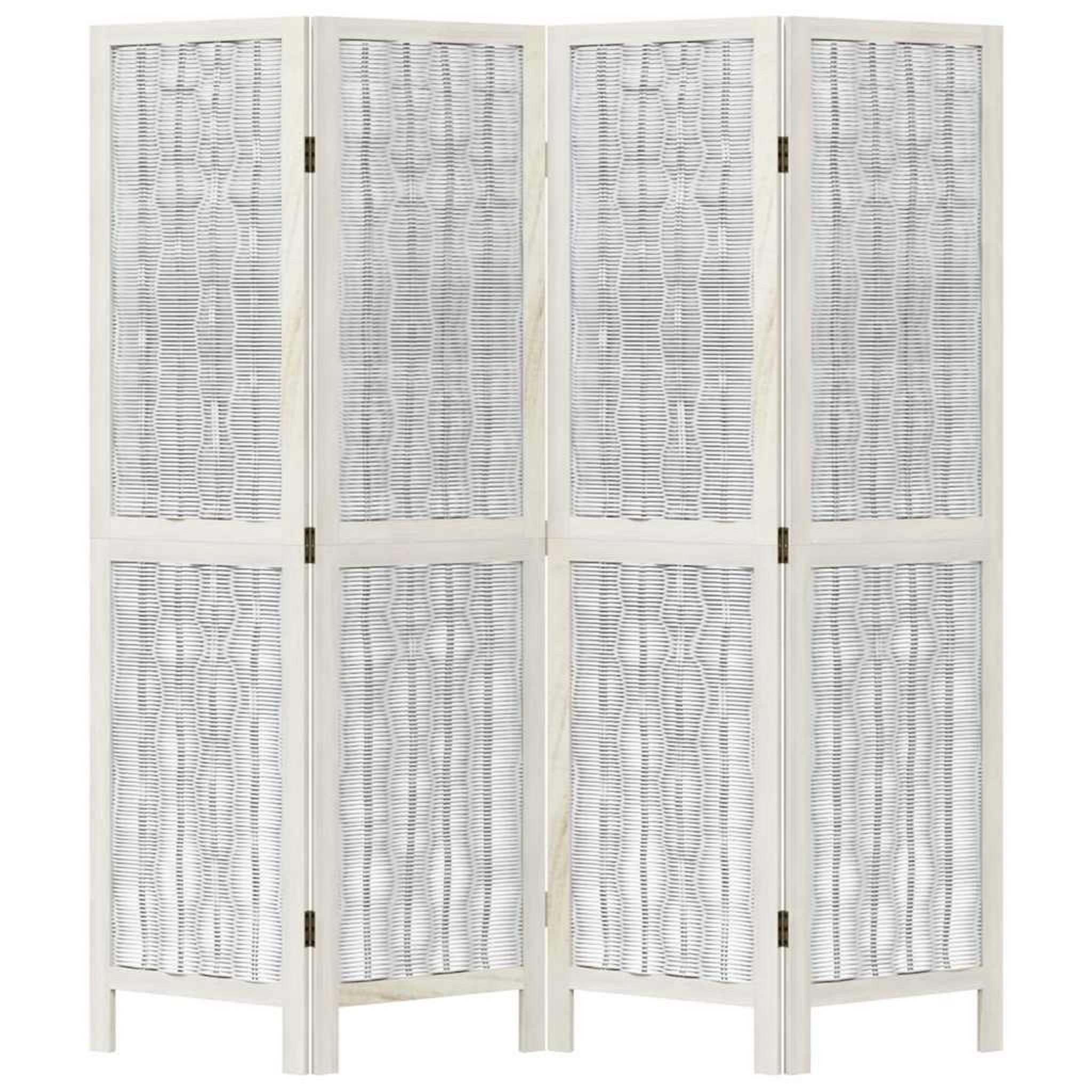 Voir la diapositive 4 : VIDAXL Cloison de separation 4 panneaux blanc bois de paulownia massif