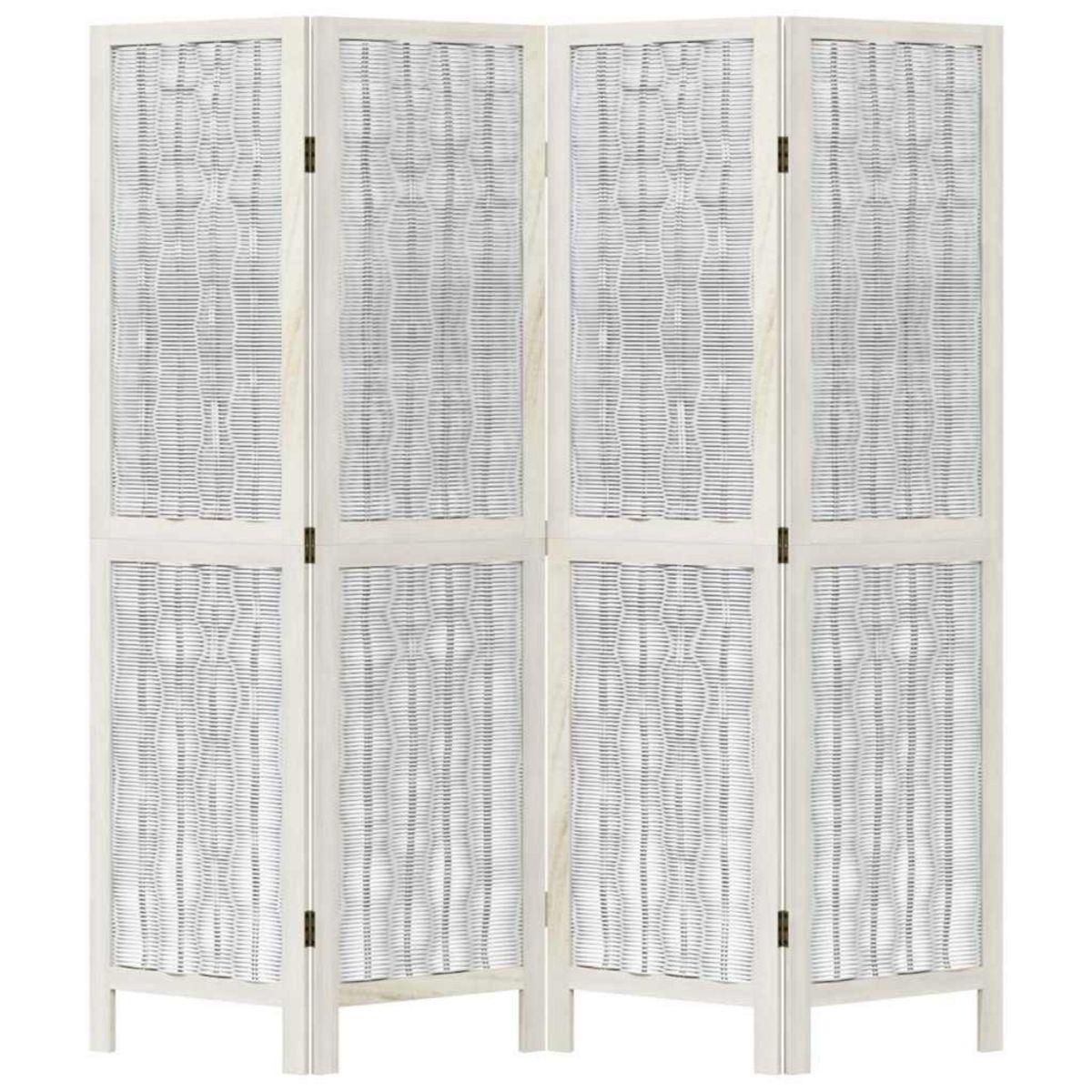 VIDAXL Cloison de separation 4 panneaux blanc bois de paulownia massif