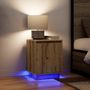 Voir la diapositive 5 : VIDAXL Armoire de chevet et lumieres LED chene artisanal 38x34x50 cm