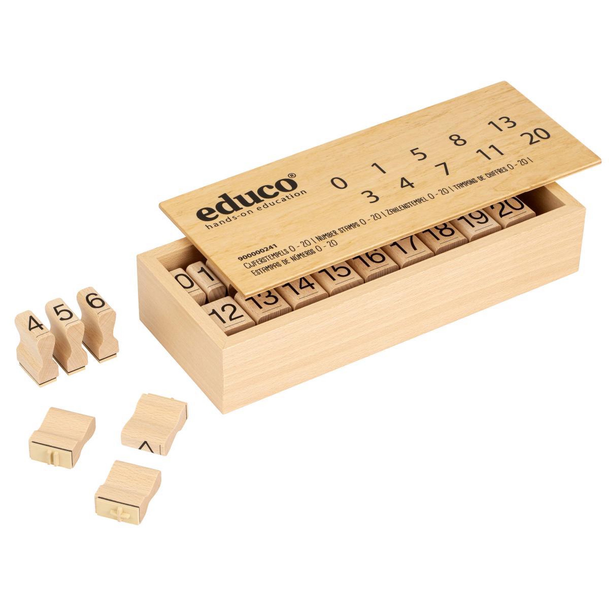 EDUCO Apprendre les mathématiques - tampons de chiffres 0 - 20 - jeu Montessori