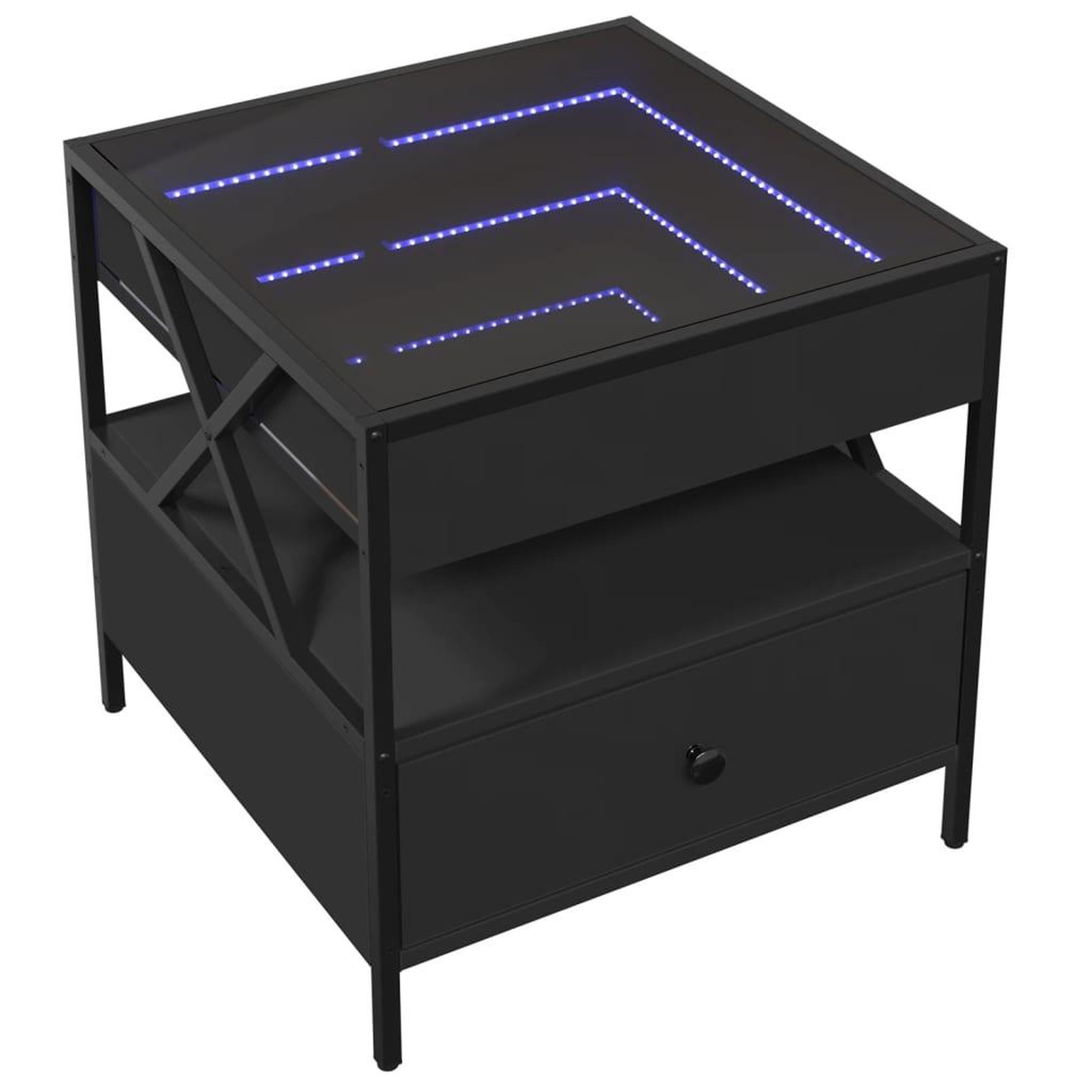Voir la diapositive 3 : VIDAXL Table basse avec LED Infinity noir 50x50x51 cm