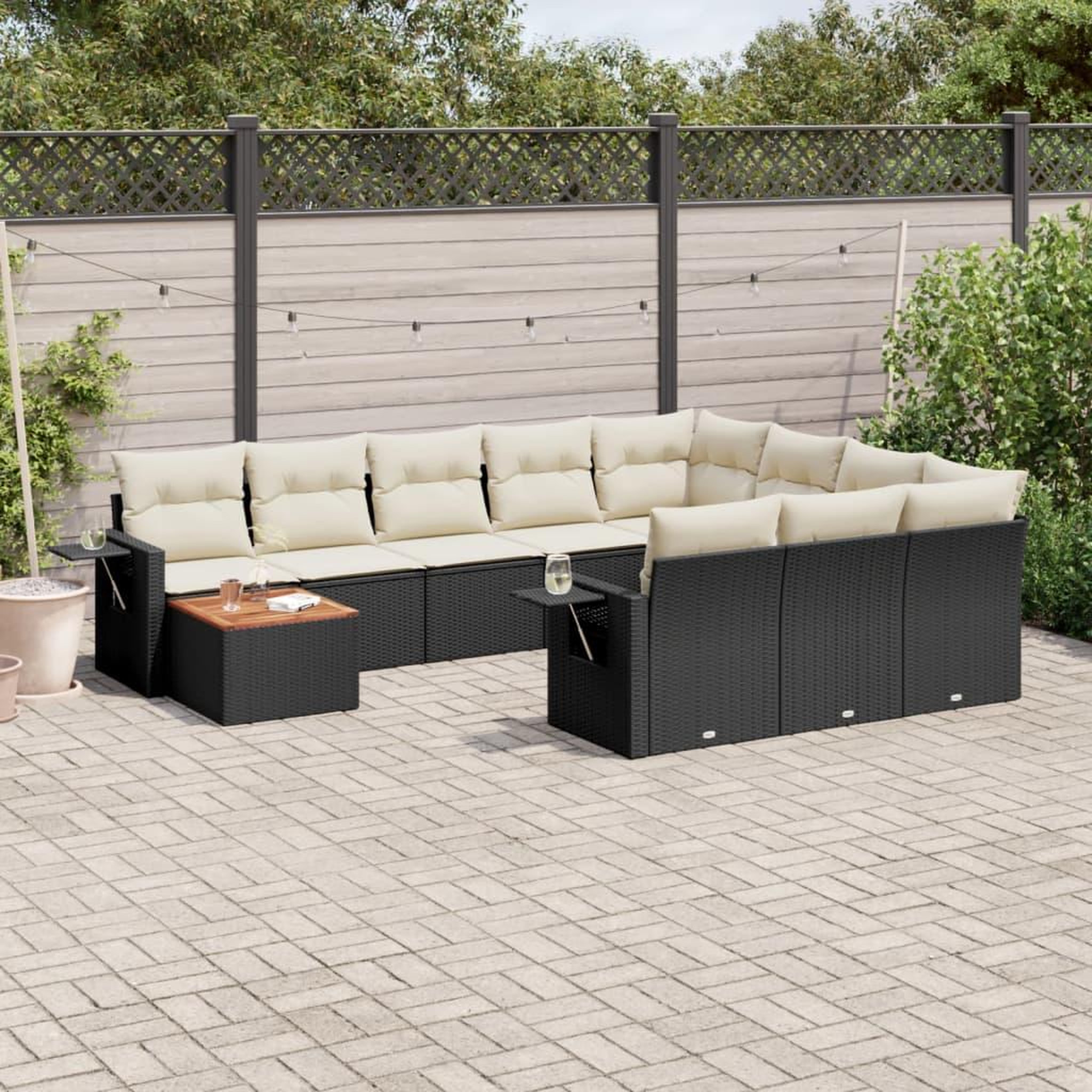 VIDAXL Salon de jardin 11 pcs avec coussins noir resine tressee