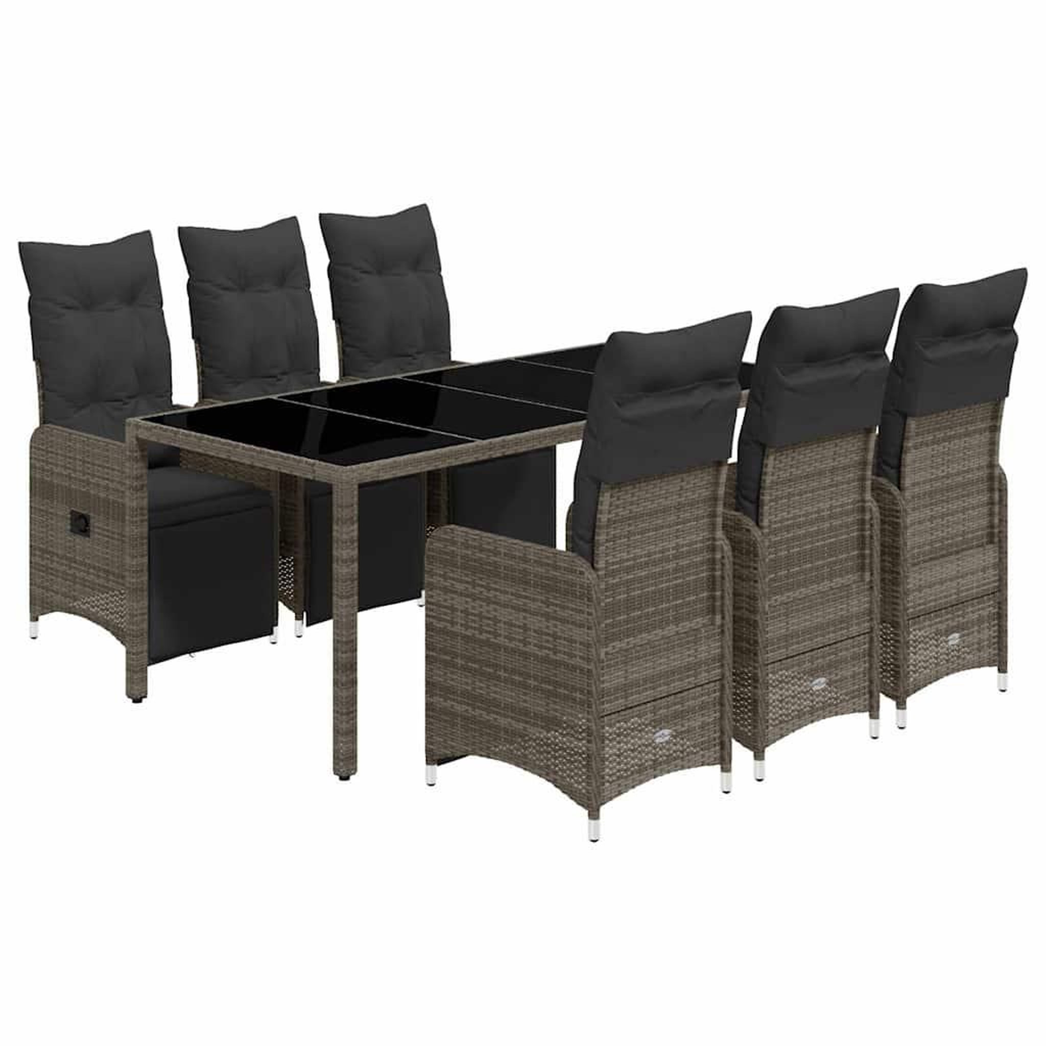 Voir la diapositive 2 : VIDAXL Ensemble de bistro de jardin 7 pcs coussins gris poly rotin