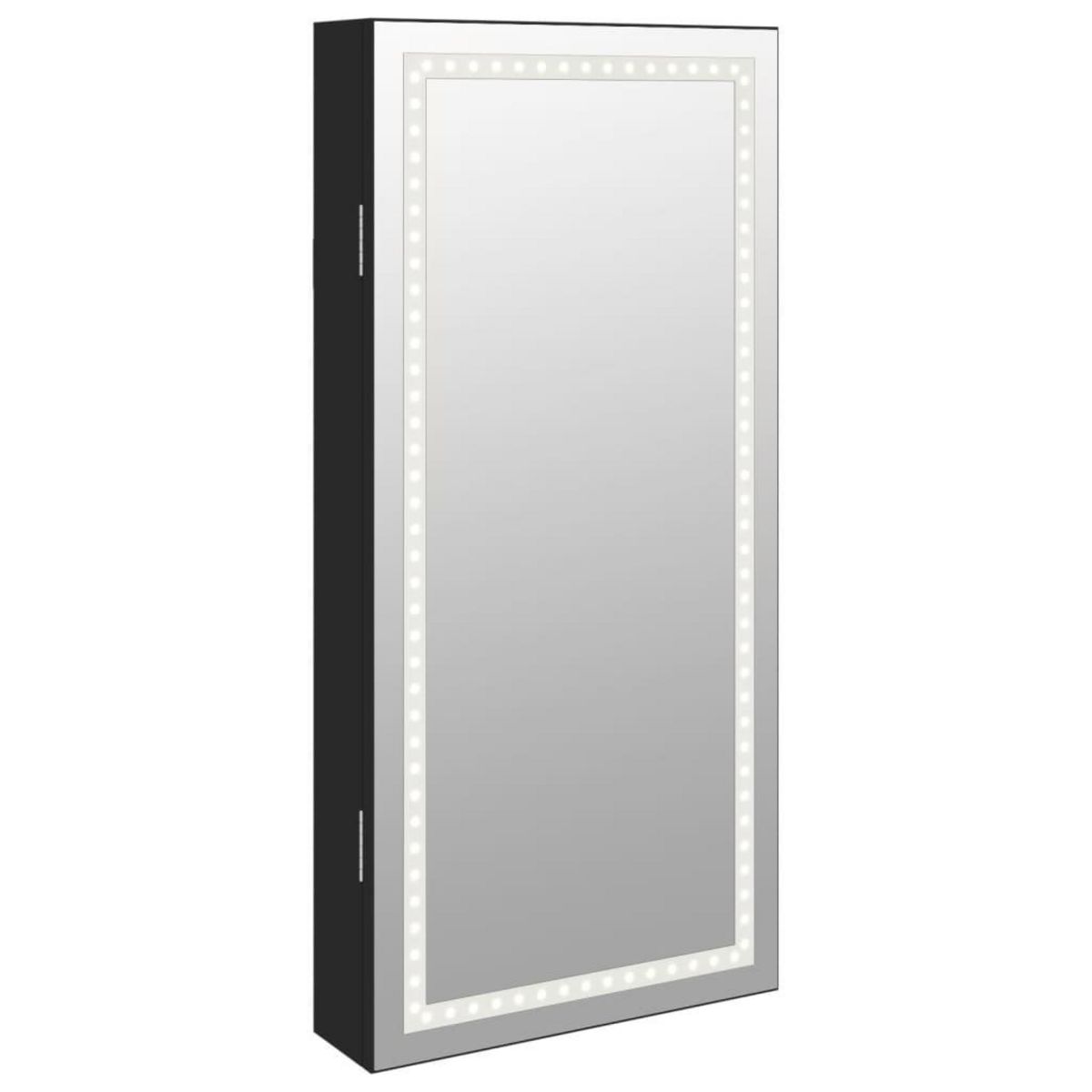 VIDAXL Armoire a bijoux avec miroir et eclairage LED mural noir