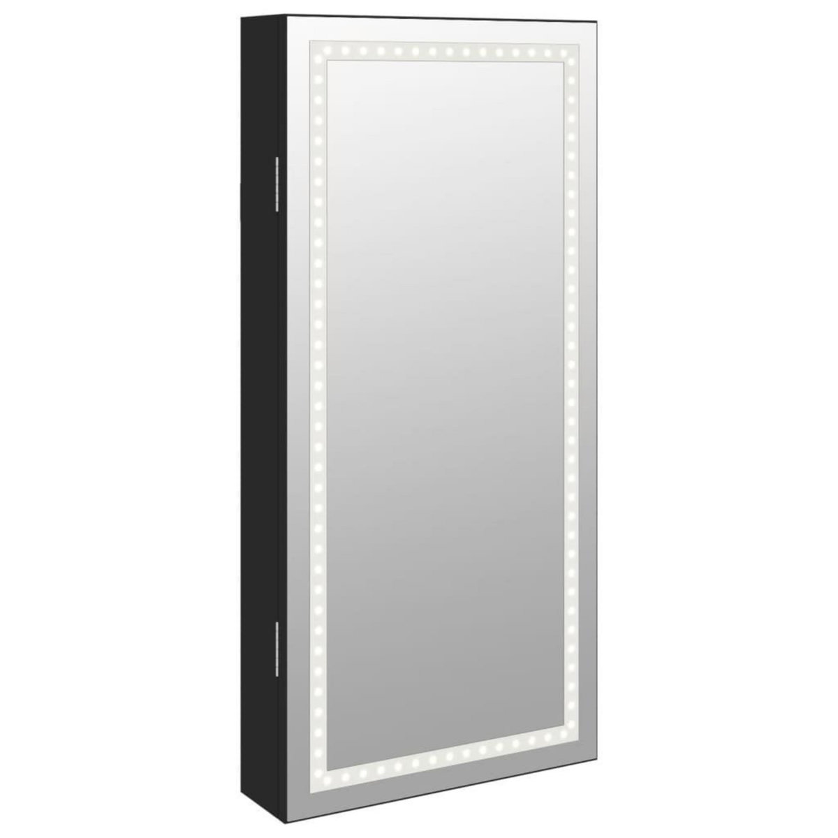 VIDAXL Armoire a bijoux avec miroir et eclairage LED mural noir