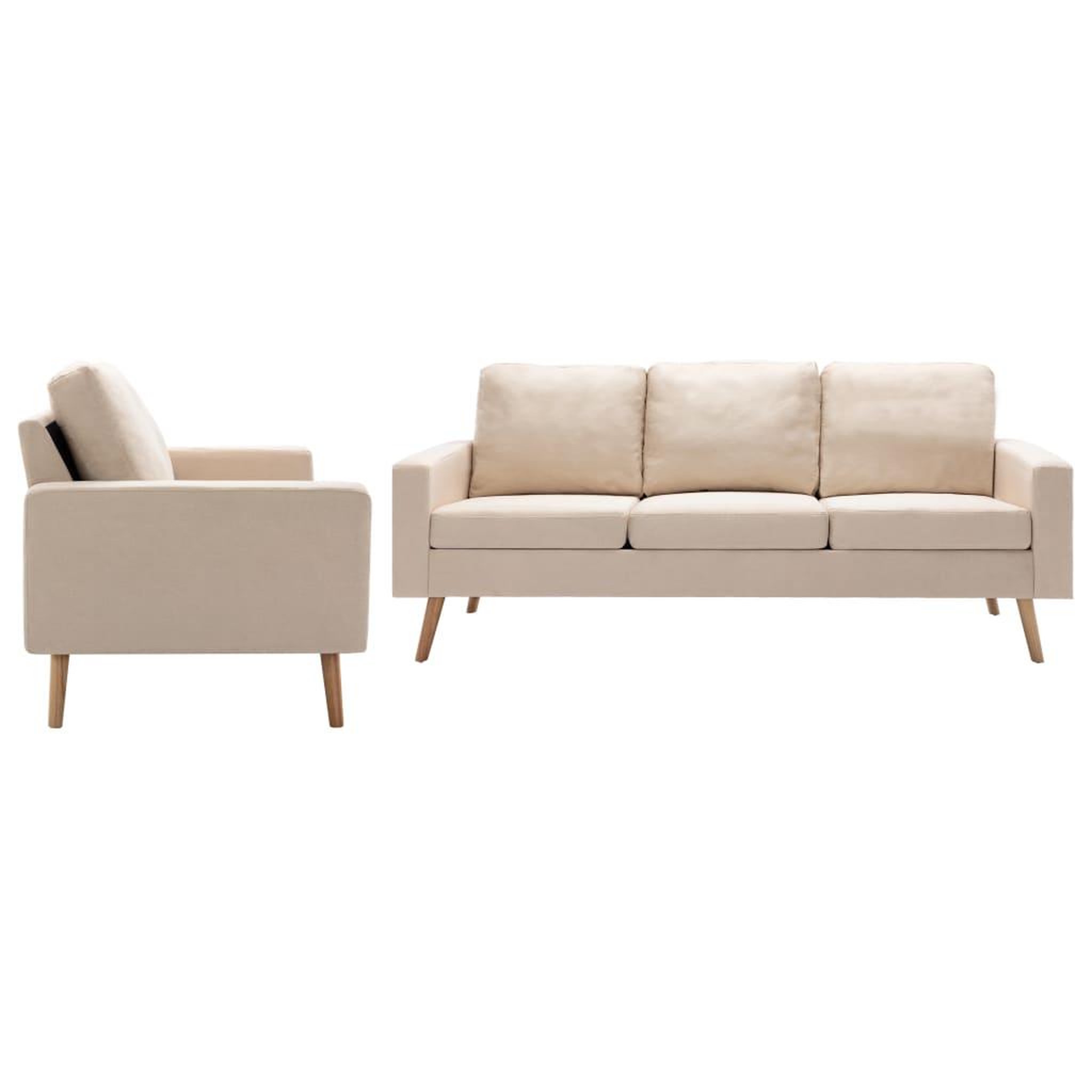 Voir la diapositive 1 : VIDAXL Ensemble de canapes 2 pcs Tissu Creme