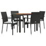 Voir la diapositive 3 : VIDAXL Ensemble a manger de jardin coussins 5pcs Noir Resine tressee