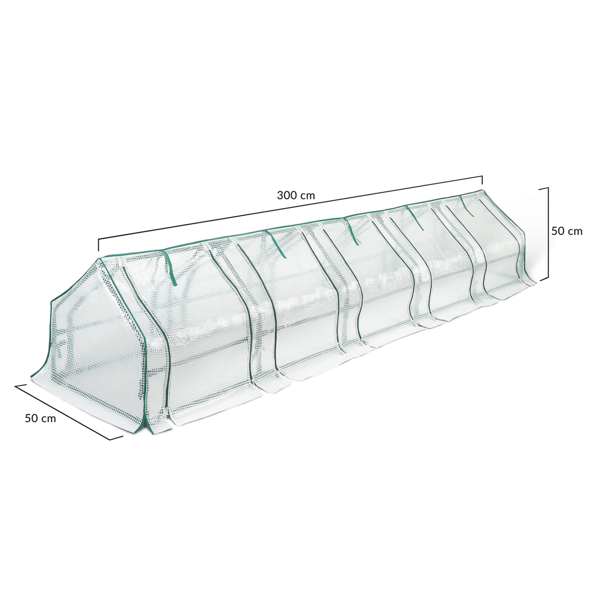 Voir la diapositive 4 : ID MARKET Mini serre de jardin tunnel 300 x 50 x 50 cm avec bâche anti-uv et 10 fenêtres enroulables blanche